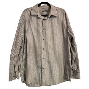 Alfani - Men’s Sz XL -Grey/Black/White Pinstripe Button Down Dress/Casual Shirt